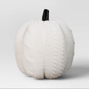 NWT White Knit Cable Pumpkin Gorgeous Fall or Thanksgiving Decor